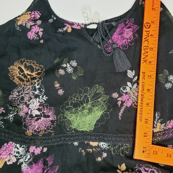Mudd Dress Womens Medium Tiered Tie Front Dainty Witchy Floral Forest Nature VTG - Picture 6 of 11